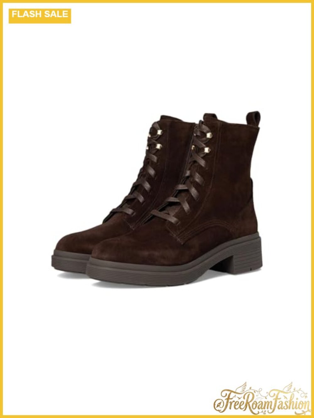 Cole Haan Cherise Lace-Up Lug Mid-Calf Boots Round Toe Combat
